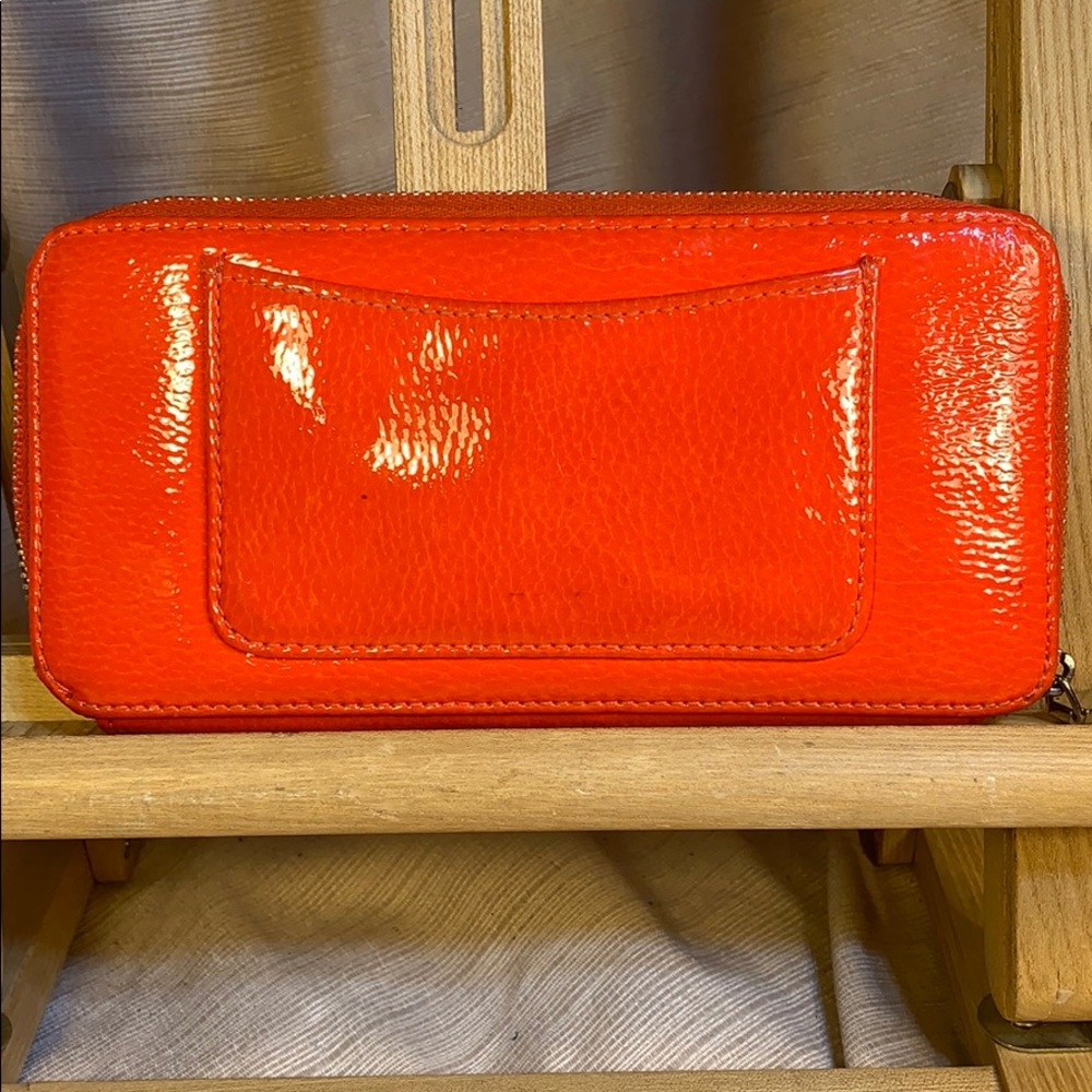 HOBO leather large wallet lots of slots orange red